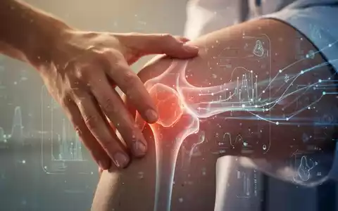 Eine menschliche Hand berührt sanft ein Knie, mit subtilen digitalen Überlagerungen, die medizinische Innovationen darstellen. - Foto: über boerse-global.de
