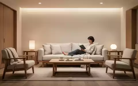 Ein gemütliches, minimalistisches Wohnzimmer mit einem Sofa, auf dem eine Person ein Buch liest, umgeben von natürlicher Einrichtung. - Foto: über boerse-global.de