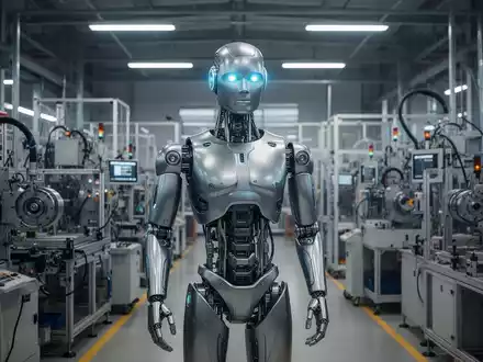 A humanoid robot in a factory, illustrating the challenges of widespread adoption despite production growth. - Foto: über boerse-global.de