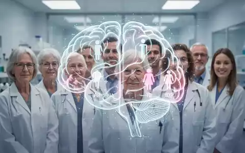 Eine stilisierte Gehirngrafik überlagert eine vielfältige Gruppe von Menschen unterschiedlichen Alters, die Geschlechtsunterschiede hervorhebt. - Foto: über boerse-global.de