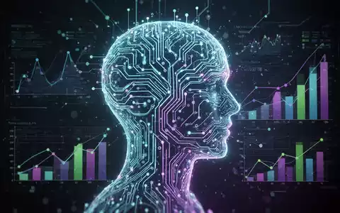 A stylized human head silhouette made of glowing neural network lines, overlaid with digital marketing graphs and data, symbolizing AI in marketing automation. - Foto: über boerse-global.de
