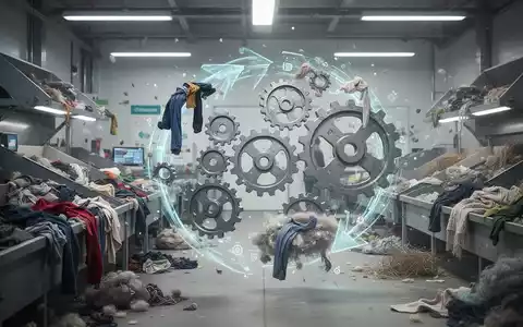 Eine stilisierte Grafik zeigt den Textilrecyclingprozess mit Zahnrädern, die Zusammenarbeit und Wettbewerb symbolisieren. - Foto: über boerse-global.de