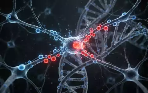 Mikroskopische Ansicht von Neuronen mit leuchtenden Verbindungen, die Entzündung und Proteintransport im Gehirn symbolisieren, vor dunklem Hintergrund. - Foto: über boerse-global.de