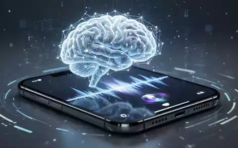 Eine stilisierte, leuchtende KI-Gehirnstruktur überlagert eine Smartphone-Oberfläche mit Siri-Wellenform, symbolisiert die Integration von Google Gemini in Apple Siri. - Foto: über boerse-global.de