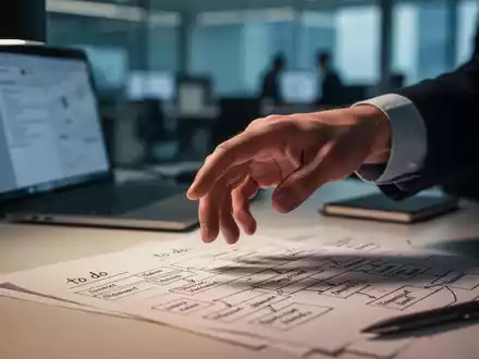 Eine Hand zögert über einer Aufgabenliste auf einem Schreibtisch, beleuchtet von einem Laptop, symbolisiert Prokrastination. - Foto: über boerse-global.de