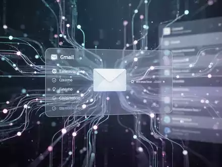 An abstract digital illustration showing interconnected lines and glowing nodes, representing data flow and organization, with subtle UI elements. - Foto: über boerse-global.de