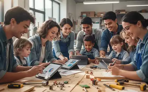 Eine vielfältige Gruppe junger Erwachsener in einem modernen Ausbildungszentrum, die gemeinsam an Projekten arbeiten und Flexibilität symbolisieren. - Foto: über boerse-global.de