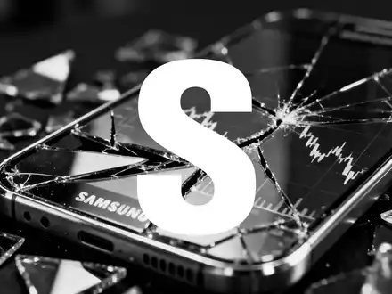 Ein zersplittertes Samsung-Smartphone-Display, das einen fallenden Börsenchart widerspiegelt und einen Finanzcrash symbolisiert. - Foto: über boerse-global.de