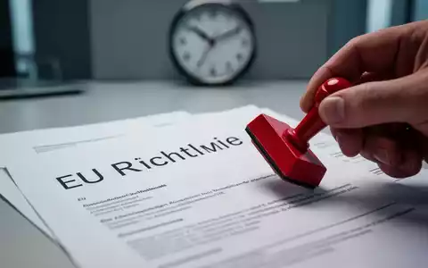 Eine Hand, die einen roten Stempel hält, über einem verschwommenen Dokument, das eine verpasste Frist symbolisiert. - Foto: über boerse-global.de