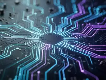 Nahaufnahme einer Computerplatine mit leuchtenden Leiterbahnen, die technologische Unterstützung und Zukunftssicherheit symbolisieren. - Foto: über boerse-global.de