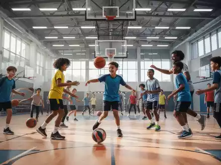 Jugendliche trainieren in einer modernen Sporthalle, die Gemeinschaft und sportliche Aktivität symbolisiert. - Foto: über boerse-global.de