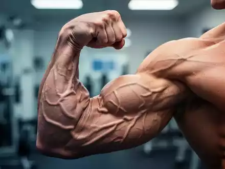 Ein muskulöser Arm mit sichtbaren Adern, der Stärke und Gesundheit symbolisiert, vor einem unscharfen Hintergrund. - Foto: über boerse-global.de