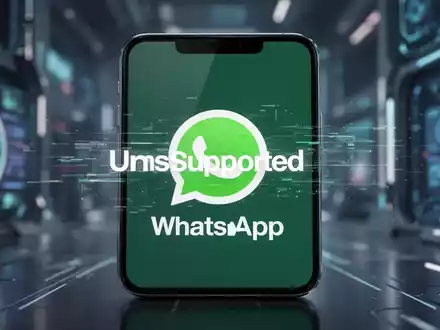 A smartphone screen shows the WhatsApp logo with a subtle glitch effect, symbolizing discontinued support for older iOS versions. - Foto: über boerse-global.de