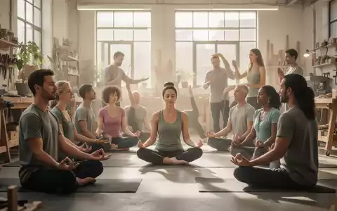 Eine Gruppe von Menschen in einem hellen Workshop, die Achtsamkeitsübungen und Gespräche zur Förderung der mentalen Fitness durchführen. - Foto: über boerse-global.de