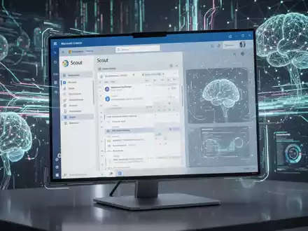 Eine futuristische KI-Agent-Oberfläche namens Scout ist in eine neu gestaltete Microsoft Outlook-Oberfläche integriert. - Foto: über boerse-global.de