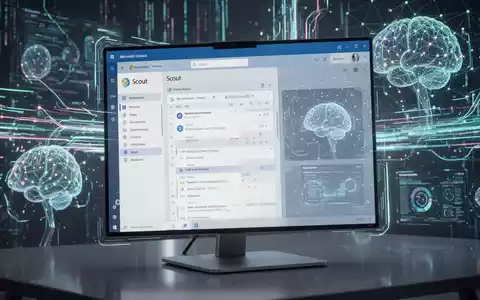 Eine futuristische KI-Agent-Oberfläche namens Scout ist in eine neu gestaltete Microsoft Outlook-Oberfläche integriert. - Foto: über boerse-global.de