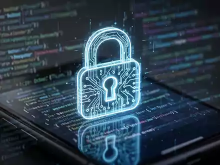 A glowing digital padlock icon on a blurred smartphone screen, symbolizing automated password security and artificial intelligence. - Foto: über boerse-global.de