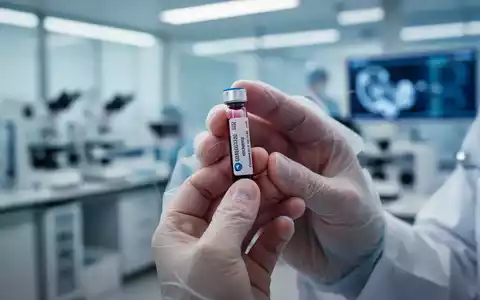 Nahaufnahme der Hände eines Arztes, der ein Blutprobenröhrchen hält, mit unscharfem medizinischem Hintergrund. - Foto: über boerse-global.de