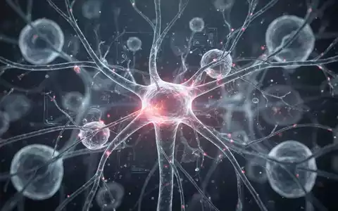 Ein abstraktes Bild, das ein leuchtendes neuronales Netz zeigt, das mit subtilen biologischen Strukturen verknüpft ist und medizinische Innovationen darstellt. - Foto: über boerse-global.de