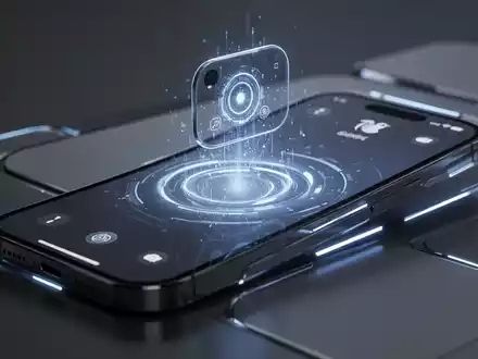 A close-up of a modern iPhone screen with a glowing, ethereal AI assistant interface emerging from the Dynamic Island. - Foto: über boerse-global.de