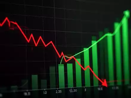 Finanzdiagramm mit roter Linie, die einen Nettoverlust anzeigt, und grünen Balken im Hintergrund, die Umsatzwachstum symbolisieren. - Foto: über boerse-global.de