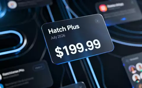 Eine digitale Anzeige mit 'Hatch Plus', '$199.99' und 'Juli 2026' vor einem abstrakten Hintergrund, der digitale Kommunikation symbolisiert. - Foto: über boerse-global.de
