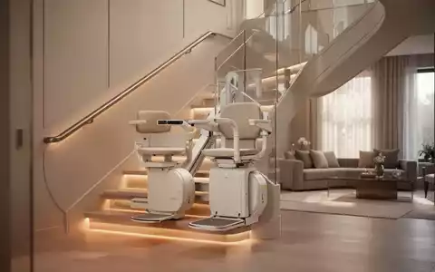 Ein moderner Treppenlift in einem hellen, einladenden Zuhause, der Barrierefreiheit und Mobilität im Alter symbolisiert. - Foto: über boerse-global.de