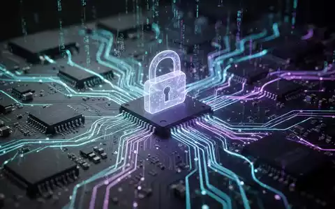 Stylized circuit board with glowing data streams and a subtle lock icon, representing software performance and privacy concerns. - Foto: über boerse-global.de