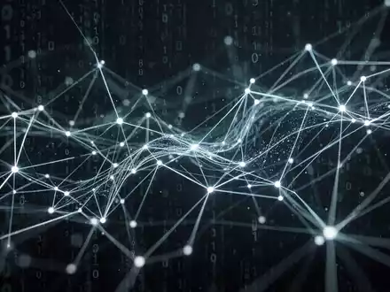 Close-up of glowing digital network lines and nodes with binary code, symbolizing cybersecurity vulnerability. - Foto: über boerse-global.de