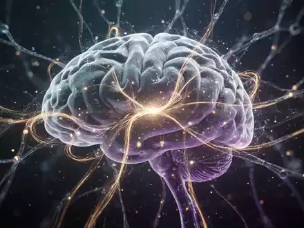 Eine stilisierte Darstellung eines Gehirns oder neuronalen Netzwerks mit leuchtenden Pfaden, die Dopamin-Signalwege symbolisieren. - Foto: über boerse-global.de