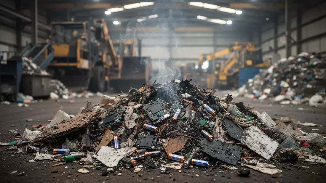 Lithium-Akkus in Recyclinganlagen: Brandgefahr steigt drastisch
