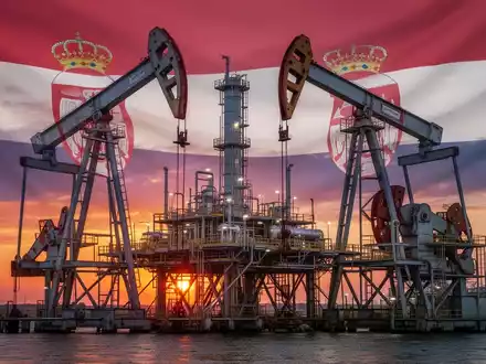 Eine stilisierte Ölplattform oder Raffinerie bei Sonnenuntergang, die Energieabkommen und internationale Deals symbolisiert. - Foto: über boerse-global.de