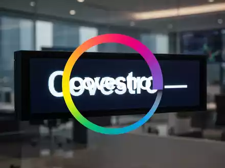Ein Börsenticker zeigt 'Covestro' und eine horizontale Linie, symbolisiert ruhigen Handel in einem Finanzbüro. - Foto: über boerse-global.de