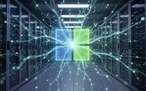 Abstrakte Darstellung eines riesigen neuronalen Netzwerks mit leuchtenden Knoten und Verbindungen in einem High-Tech-Serverraum. - Foto: über boerse-global.de