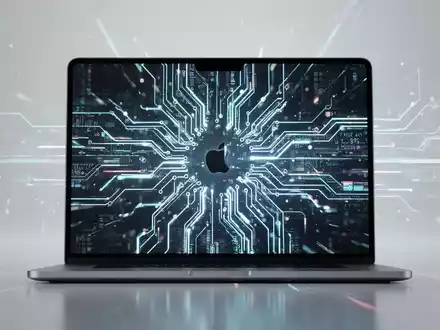 A close-up of a modern Apple device screen showing abstract, glowing digital patterns representing speed and technological advancement. - Foto: über boerse-global.de