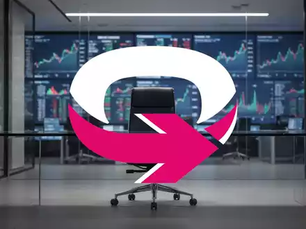 Ein minimalistisches Bürointerieur mit einem Chefsessel und verschwommenen Bildschirmen mit Finanzdaten im Hintergrund. - Foto: über boerse-global.de