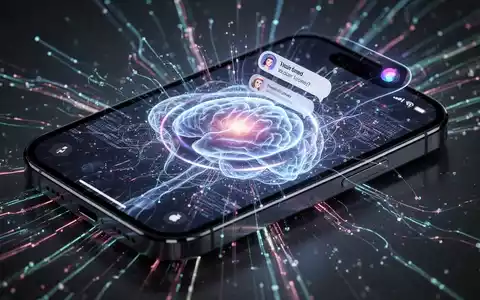 A close-up of an iPhone screen displaying the Siri AI interface with glowing data streams, illustrating generative AI capabilities. - Foto: über boerse-global.de