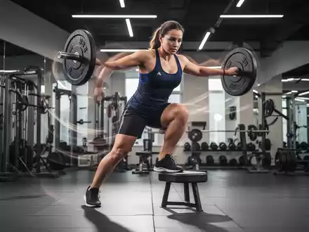Eine Person führt in einem Fitnessstudio eine dynamische Mehrgelenksübung mit Gewichten aus, die Kraft und Bewegung betont. - Foto: über boerse-global.de