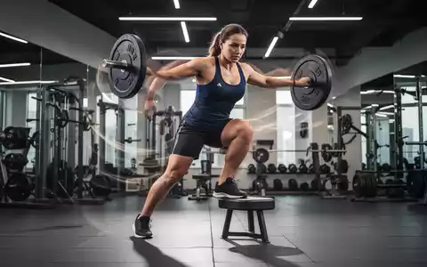 Eine Person führt in einem Fitnessstudio eine dynamische Mehrgelenksübung mit Gewichten aus, die Kraft und Bewegung betont. - Foto: über boerse-global.de