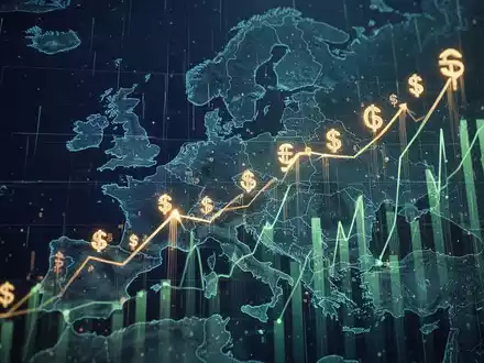 Abstrakte Darstellung des europäischen Finanzmarktes mit digitalen Linien, Datenströmen und steigenden Kursen. - Foto: über boerse-global.de