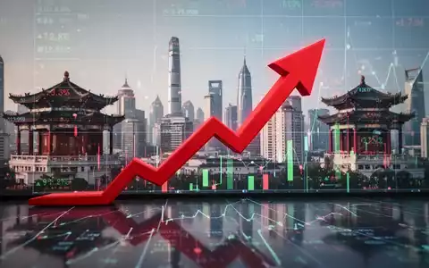 Eine rote Börsenpfeil-Grafik zeigt nach oben, mit einer stilisierten chinesischen Stadtlandschaft im Hintergrund. - Foto: über boerse-global.de