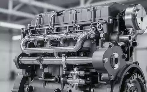 Nahaufnahme eines modernen Dieselmotorblocks von Deutz mit präzisen Metallkomponenten, vor einem verschwommenen Industriehintergrund. - Foto: über boerse-global.de