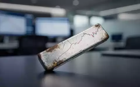 Ein silberner Barren, der einen Abwärtstrend widerspiegelt, in einem Finanzbüro, der einen starken Wertverlust symbolisiert. - Foto: über boerse-global.de