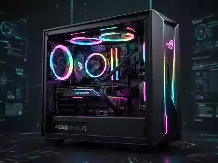 A close-up of a high-performance gaming PC desktop with internal RGB lighting, highlighting advanced components. - Foto: über boerse-global.de