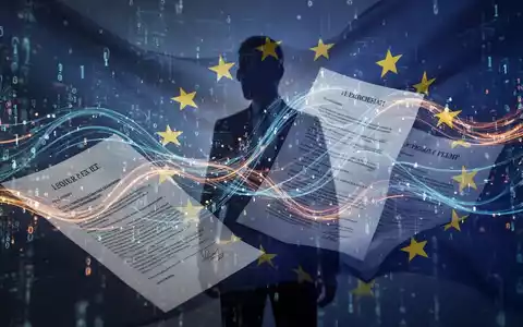 Abstrakte Darstellung von digitalen Datenflüssen und Dokumenten, die EU-Sozialversicherungsreform und grenzüberschreitende Koordinierung symbolisieren. - Foto: über boerse-global.de