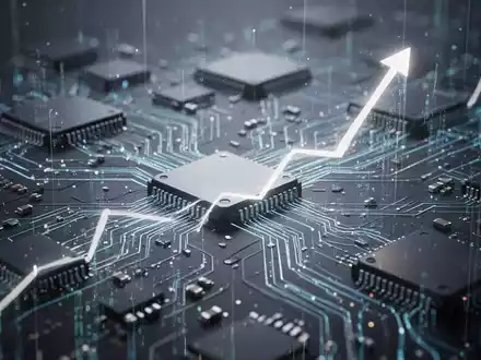 Abstrakte Darstellung von Mikrochips und Datenfluss, die Wachstum und Technologie im Kontext eines Deals andeutet. - Foto: über boerse-global.de