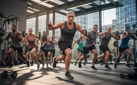 Eine vielfältige Gruppe von Menschen jeden Alters, die gemeinsam ein intensives Workout in einem modernen Fitnessstudio absolvieren. - Foto: über boerse-global.de