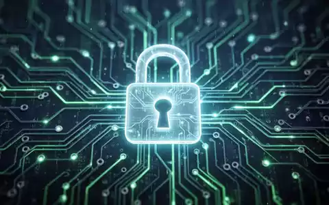 Ein leuchtendes digitales Schloss über einem stilisierten neuronalen Netz, das Datensicherheit und KI-Schutz symbolisiert. - Foto: über boerse-global.de