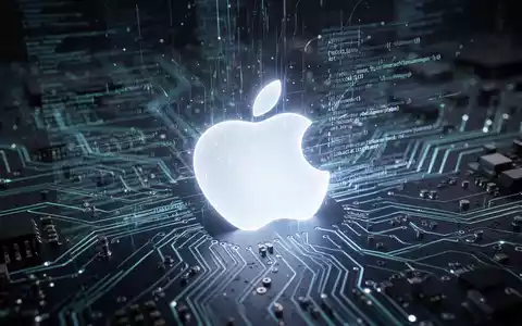 A glowing Apple logo projected onto a futuristic circuit board with data streams, symbolizing AI integration and new developer tools. - Foto: über boerse-global.de