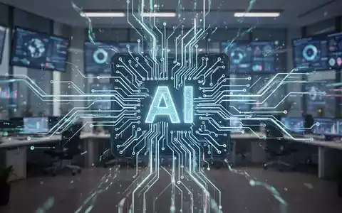 Eine futuristische Platine mit integrierter KI-Symbolik, umgeben von Datenströmen, die Innovation und Kapital im Technologiesektor darstellen. - Foto: über boerse-global.de